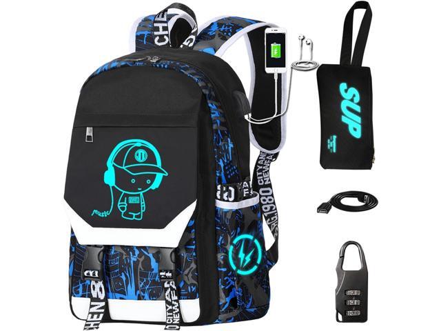 Backpack for Boys Backpack. Laptop with USB Charging Port,for School with Anti-Theft Lock Schoolbag,Teens Cool for Boys Includes Pencil Bag,luminous...