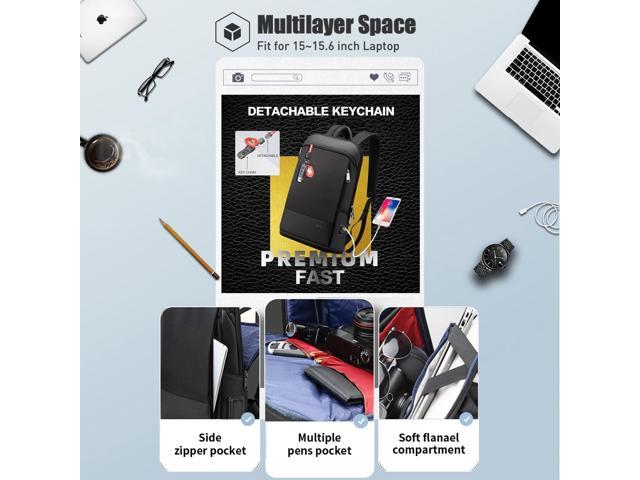 BOPai Slim Laptop Thin Business Backpack with Bottle Holder USB Charging Professional for Men Notebook Work Office Anti Theft Smart Computer...
