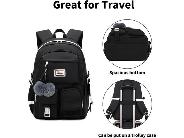 Large Backpack Girl Backpack Teen Girls Bookbag College Women Middle High School School Bag For Big Student Laptop Backpack (Black)