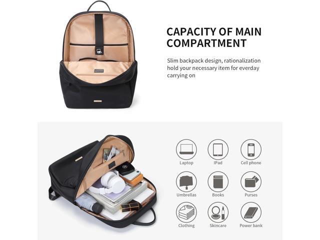 GOLF SUPAGS Laptop Backpack for Women Slim Computer Bag Work Travel College Backpack Purse Fits 14 Inch Notebook (Black)