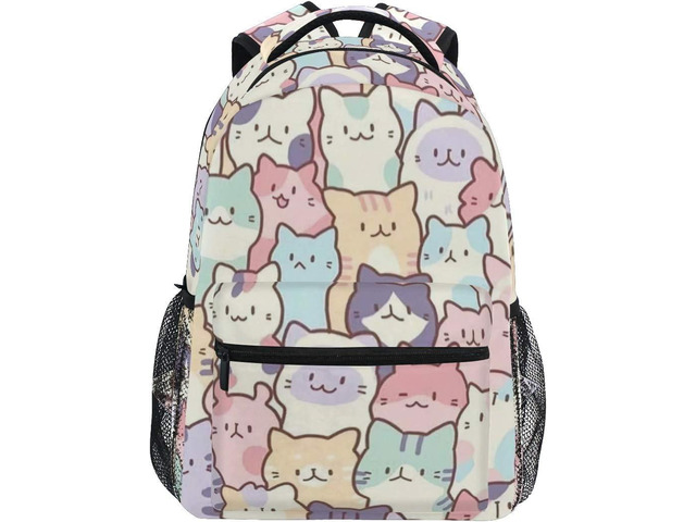 Giwawa Colorful Cats Bookbag Cute Animal Pattern Schoolbag Business Laptop Roomy Backpack Bookbag for Hiking Traveling Camping One Size