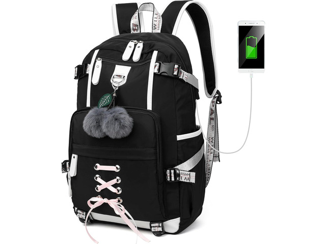 Backpack for Women Teen Kids Girls, Water Resistant Casual Daypack Fits Laptop with USB Charging Port,Cute Bookbag for Travel,School,Hiking,Gift