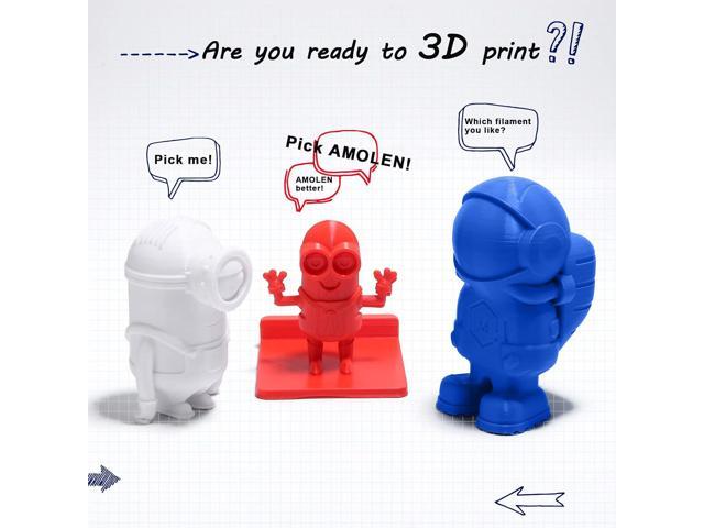 AMOLEN PLA 3D Printing Filament Bundle 1.75mm, Black White Red Blue 250g X 4 Spools Pack 3D Printier Filament, 1KG/2.2 lb in Total, Compatible with...