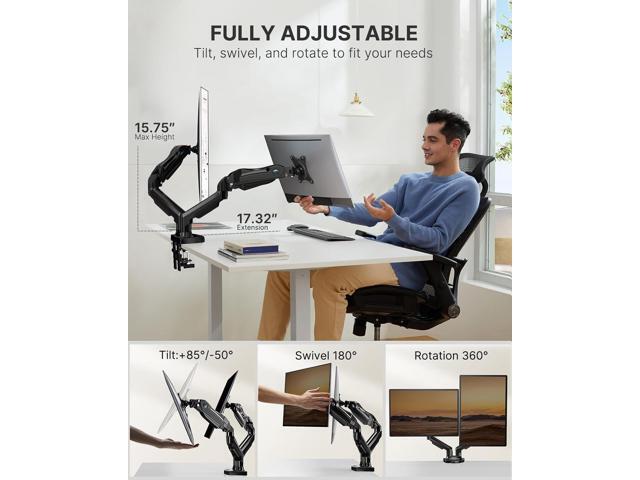 HUANUO Dual Monitor Stand - Full Adjustable Monitor Desk Mount Swivel Vesa Bracket with C Clamp, Grommet Mounting Base for 13 to 30 Inch Computer...