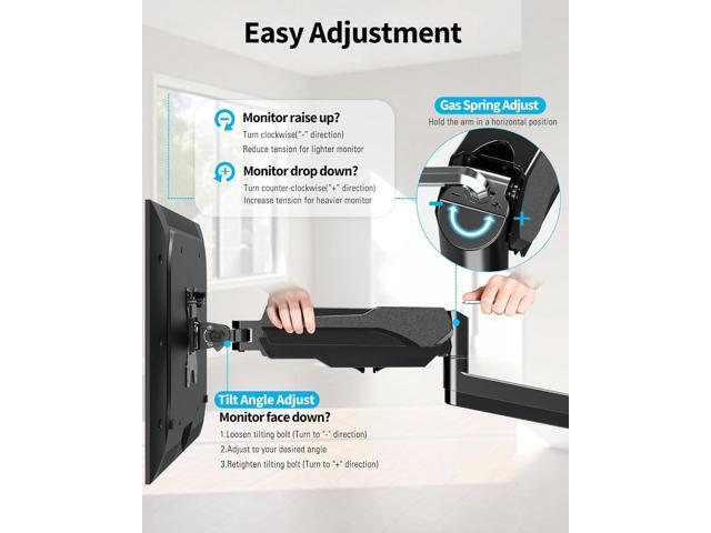 MOUNTUP Single Monitor Wall Mount for Max 32 Inch Computer Screen, Fully Adjustable Gas Spring Monitor Arm, Wall Mounted Monitor Holder Support...