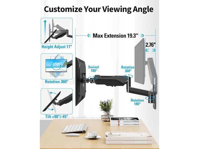 MOUNTUP Single Monitor Wall Mount for Max 32 Inch Computer Screen, Fully Adjustable Gas Spring Monitor Arm, Wall Mounted Monitor Holder Support...