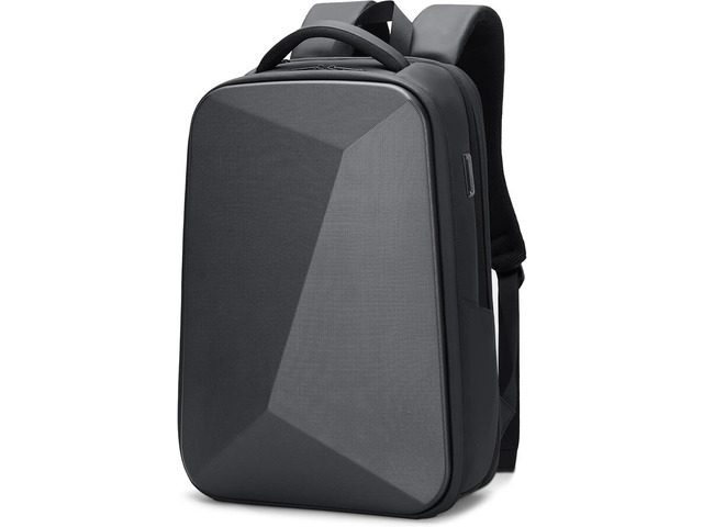 FENRUIEN Anti Theft Laptop Backpack for Men, Expandable Water Resistant Hardshell Backpack with USB Port, Black Business Travel Computer Bag 15.6 Inch