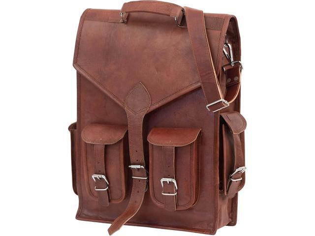 Shy Shy Lets Touch The Sky Brown Vintage Leather Backpack Laptop Messenger Bag Rucksack Sling for Men and Women (13'X18')