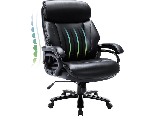 Big and Tall Office Chair 400lbs-Heavy Duty Executive Desk Chair with Extra Wide Seat, High Back Ergonomic Leather Computer Chair with Tilt...