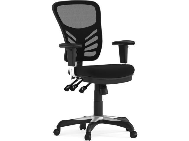 Flash Furniture Mid-Back Black Mesh Multifunction Executive Swivel Ergonomic Office Chair with Adjustable Arms