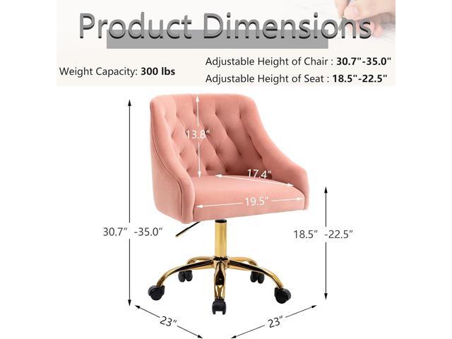 MOJAY Velvet Office Swivel Chair, Vanity Chair, Fabric Desk Chair, Pretty Fancy Chair, Gold Office Chair for Girls, 360°Swivel Height Adjustable...