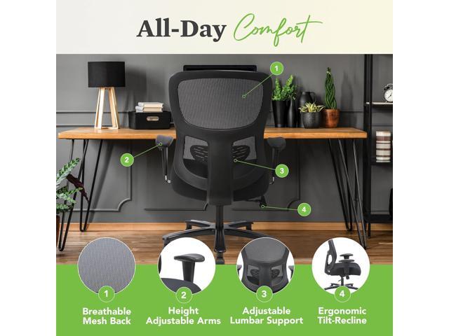 HON Sadie Big and Tall Office Chair, Ergonomic Chair with Mesh Back, Lumbar Support, Home Office Desk Chairs, 350 lb Max, Black