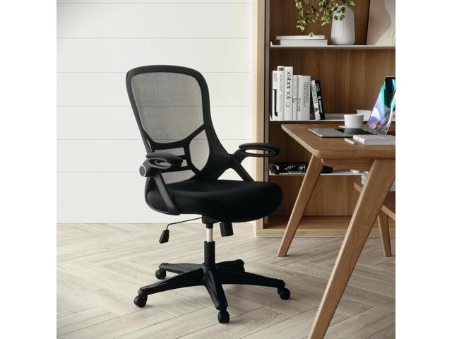 Flash Furniture Porter High Back Black Mesh Ergonomic Swivel Office Chair with Black Frame and Flip-up Arms