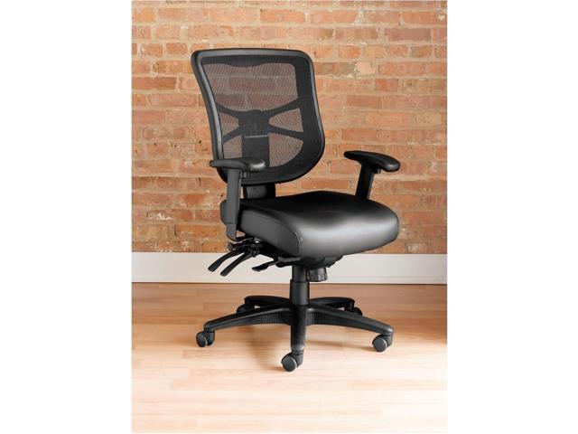 Alera EL4215 Elusion Series Mesh Mid-Back Multifunction Chair, Black Leather