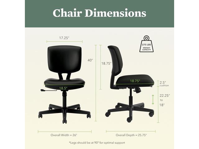 HON Volt Task Chair - Leather Computer Chair for Office Desk, Black (H5701) (H5701.SB11.T)