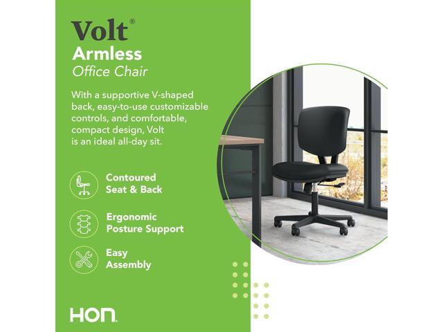 HON Volt Task Chair - Leather Computer Chair for Office Desk, Black (H5701) (H5701.SB11.T)