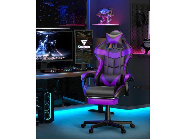 Soontrans Purple Gaming Chair with Footrest, Ergonomic Gamer Chair, Video Game Chairs with Adjustable Headrest, Removable Lumbar Support Office...