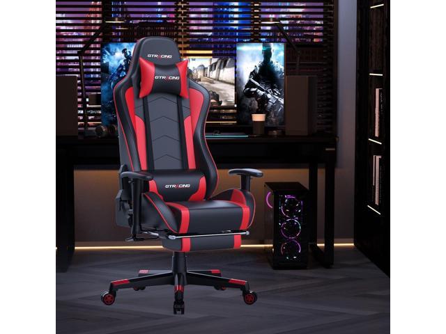GTRACING Gaming Chair with Footrest Speakers Video Game Chair Bluetooth Music Heavy Duty Ergonomic Computer Office Desk Chair Red