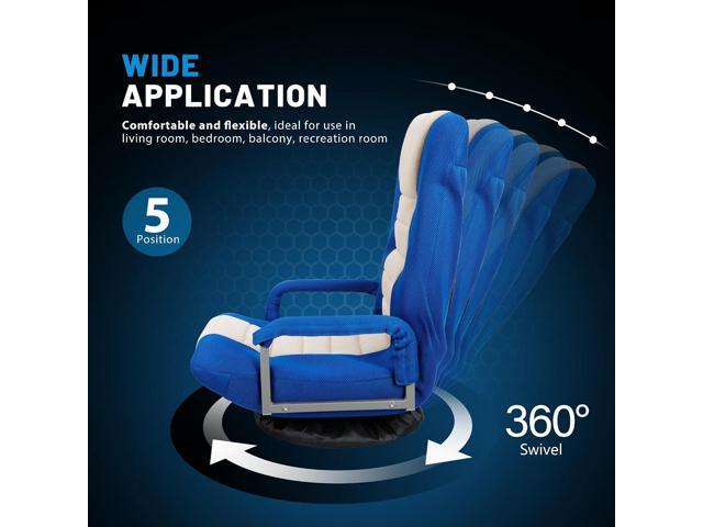 360 Degree Swivel Gaming Chair Foldable Floor Sofa Chair for TV Reading Playing Video Games with Lumbar Support, Armrest Handles, Adjustable...