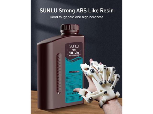 SUNLU 1000G ABS Like Resin for 3D Printer, 405nm UV Curing Photopolymer Rapid 3D Resin for 2K 4K 6K 8K LCD/DLP/SLA 3D Printers, Non-Brittle & High...