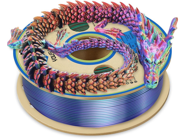 YOUSU 3D Printer Filament 1.75mm,Tri-Colors PLA Filament,Shiny Silk Coextruded PLA, Silk Green Purple Copper Filament, 1kg/2.2lbs