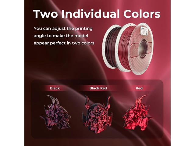 AMOLEN Silk PLA 3D Printer Filament, Silk Dual Color Red Black PLA Filament 1.75mm, Shiny Coextrusion PLA Filament, Color Change 3D Printing...
