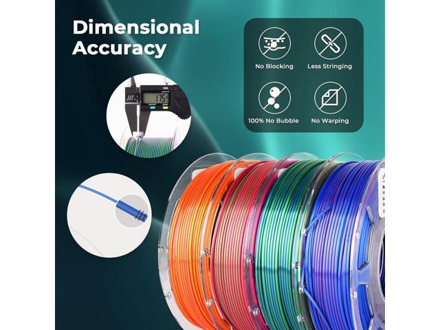 AMOLEN Silk PLA 3D Printer Filament Bundle, Shiny Dual Color Filament 1.75mm Pack, Multi Color Change 3D Printing Filament for Most FDM 3D Printer,...