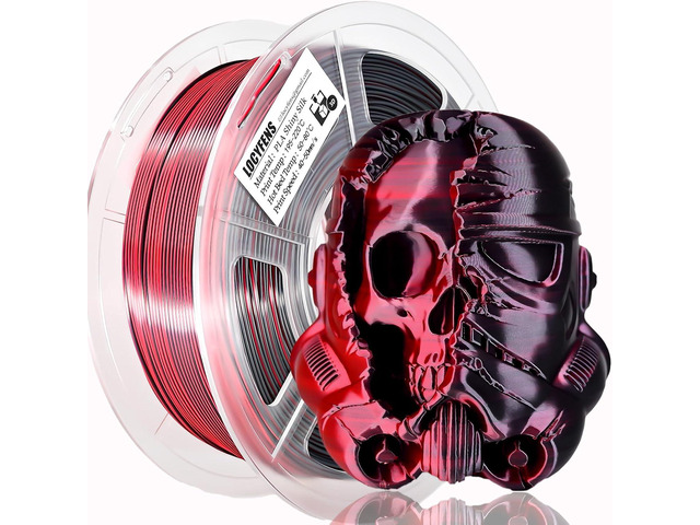 PLA Filament 1.75mm, Silk PLA 3D Printer Filament, High Speed Printing Dual Color Filament Black Red 2 in 1 Coextrusion 1.75 PLA Filament...