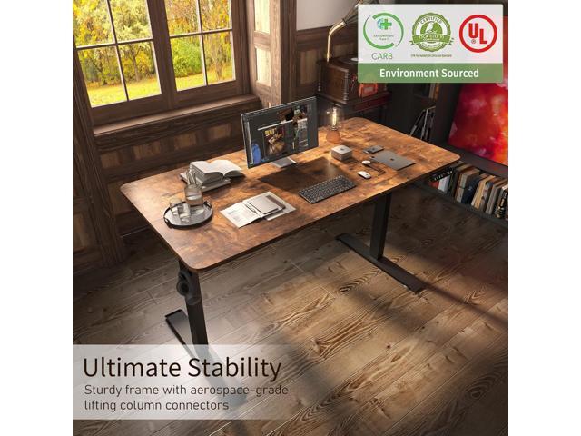 Monomi Electric Height Adjustable Standing Desk, 48x24 Inches, Ergonomic Home Office Sit/Stand Up Desk (Black Steel Frame/Rustic Brown Top)