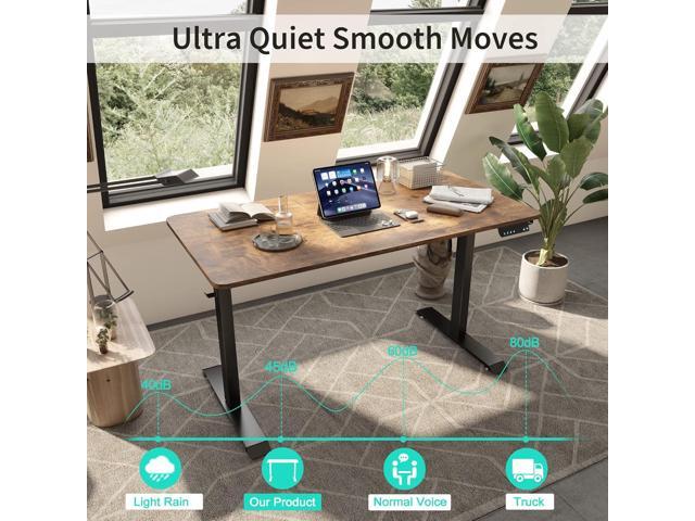 Monomi Electric Height Adjustable Standing Desk, 48x24 Inches, Ergonomic Home Office Sit/Stand Up Desk (Black Steel Frame/Rustic Brown Top)