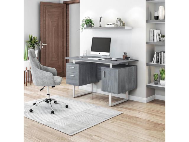 Techni Mobili Modern Office Desk with Storage, Gray