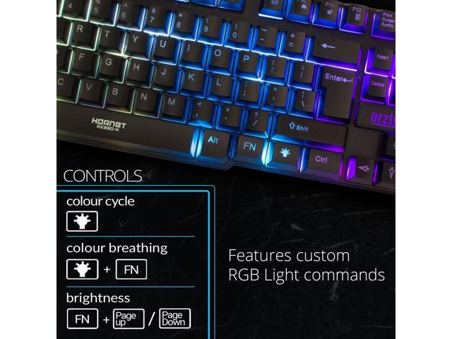 Orzly Gaming Keyboard RGB USB Wired Rainbow Keyboards Designed for PC Gamers, PS4, PS5, Laptop, Xbox, Nintendo Switch, RX-250 Hornet Edition...
