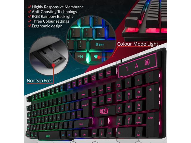 Orzly Gaming Keyboard RGB USB Wired Rainbow Keyboards Designed for PC Gamers, PS4, PS5, Laptop, Xbox, Nintendo Switch, RX-250 Hornet Edition...