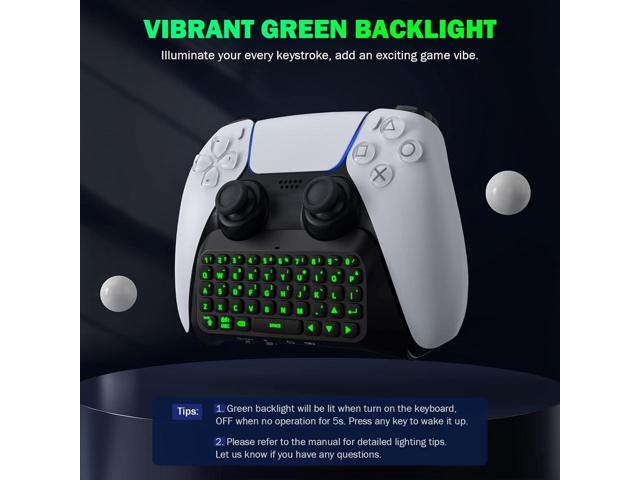 MoKo Keyboard for PS5 Controller with Green Backlight, Bluetooth Wireless Mini Keypad Chatpad for PlayStation 5, Built-in Speaker & 3.5mm Audio...