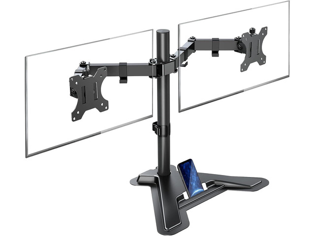 MOUNTUP Dual Monitor Stand - Freestanding & Height Adjustable Monitor Desk Mount, Steady VESA Mount Computer Monitor Stand for 2 Screens up to 27...