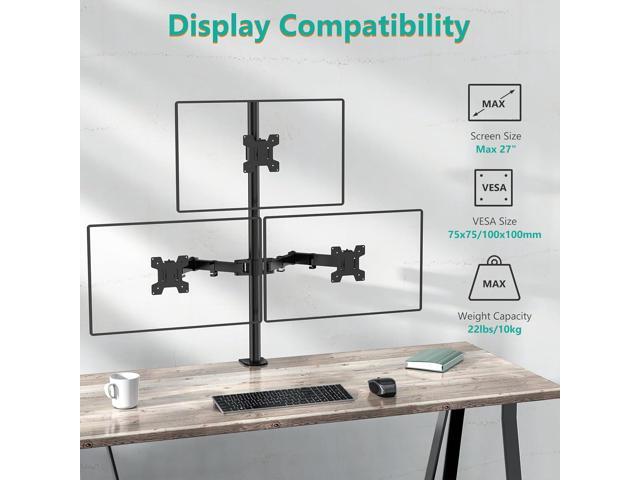 WALI Triple Monitor Desk Mount, Fully Adjustable Three Monitor Stand Fits 3 Screens up to 27 inch, 22 lbs, Weight Capacity per Arm (M003), Black