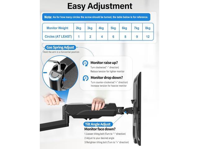 MOUNTUP Dual Monitor Wall Mount for 2 Max 32 Inch Computer Screen, Fully Adjustable Gas Spring Double Monitor Arm, Wall Mounted Monitor Holder...
