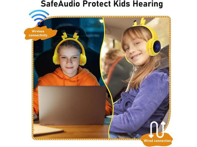 Kids Bluetooth Headphones, Colorful LED Lights Wireless Cartoon Headphones, Over Ear Headphones Built-in Mic for Children/School/iPad/Tablet/Airplane