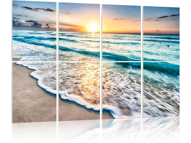 YPY Decorative Art Acoustic Panels, Sound Proof Panels For Walls Beach Wall Art, Acoustical Treatment, Recording Studio, 8 Pack 48x32 Inches