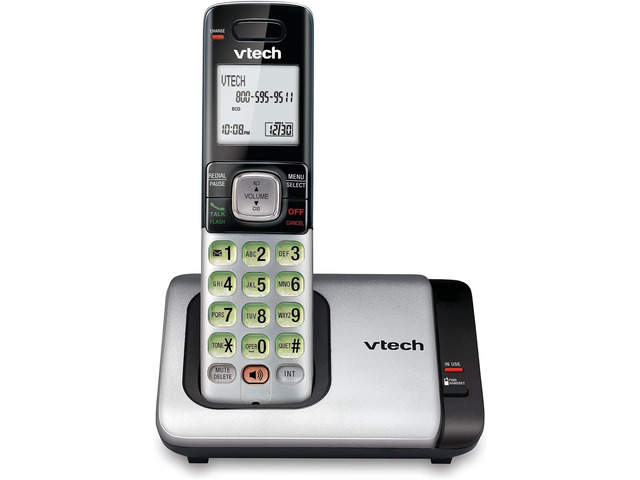 VTech CS6719 DECT 6.0 Cordless Phone with Caller ID/Call Waiting, 1 Cordless Handset, Silver/Black