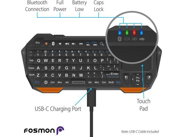 Fosmon Mini Bluetooth Keyboard (QWERTY Keypad), Wireless Portable with Touchpad, Compatible with Apple TV, Fire Stick, PS4, PS4 Pro, PS5,...