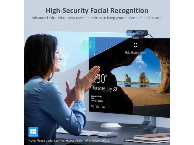 NexiGo HelloCam, 1080P Webcam with Windows Hello, True Privacy, Automatic Electronic Shutter, Computer Camera, Microphone, Facial Enhancement, HD...