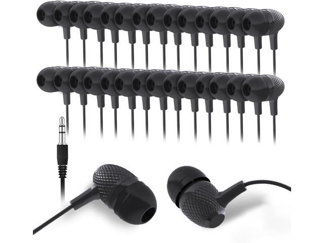 Wholesale School Earbuds Headphones 100 Pack Bulk Earphones for Classroom Students Kids Teens Children Gift and Adult(HY400 Black)