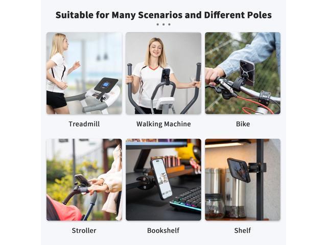 Phone Holder Mount Magnetic Accessories: Fitness Equipment Gym Motorcycle Handlebar, Exercise Bike, Treadmill, Stroller, Cart, for Magsafe iPhone...