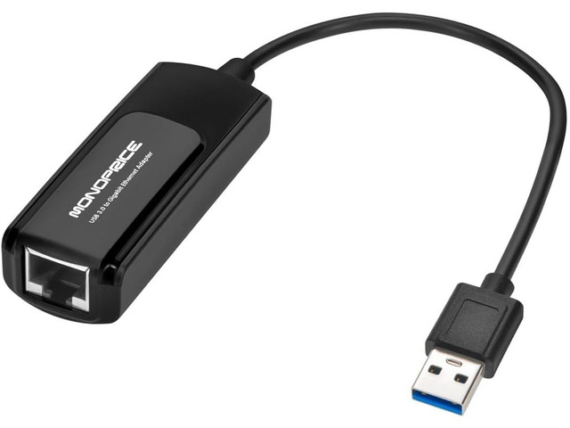 Monoprice USB 3.0 to Gigabit Ethernet Adapter, Supports 10/100/1000 Mbps Connections, Plug-N-Play, Compatible with Windows, MacOS, Linux, and...