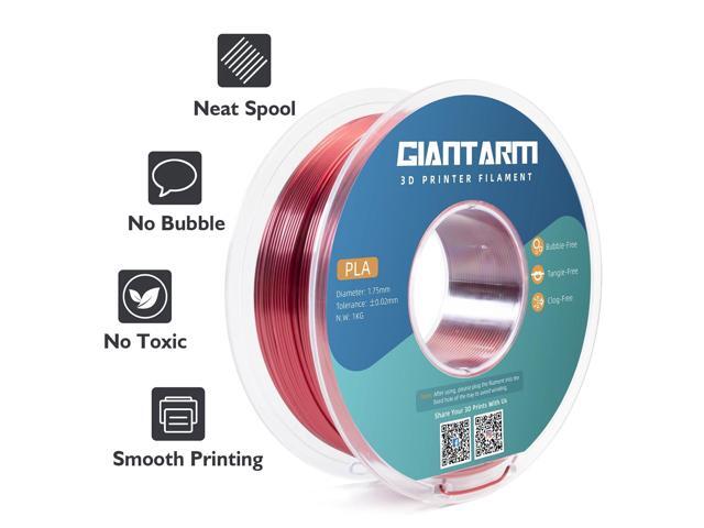GIANTARM Dual Color PLA Filament, Silk PLA Filament 1.75mm +/-0.02mm,1KG Spool(2.2lbs) Vacuum Packaging, 3D Printing Filaments Fit Most FDM Printer