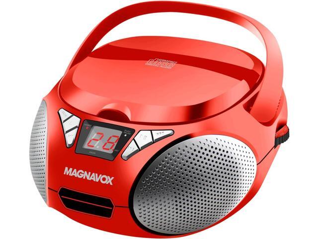 Magnavox Portable Top Loading CD Boombox with AM/FM Stereo Radio in Black CD-R/CD-RW Compatible LED Display AUX Port Supported Programmable.