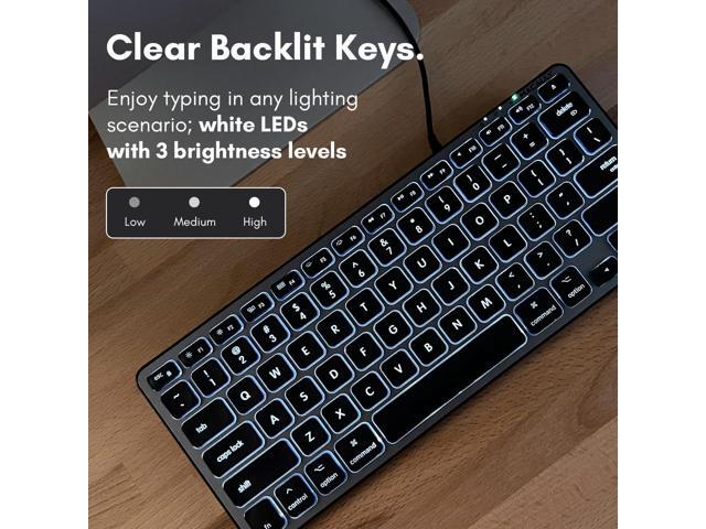Macally Backlit Wired Keyboard for Mac Compatible Apple Keyboard (Small and Compact) Comfortable All Day Typing USB Keyboard for MacBook Pro/Air,...