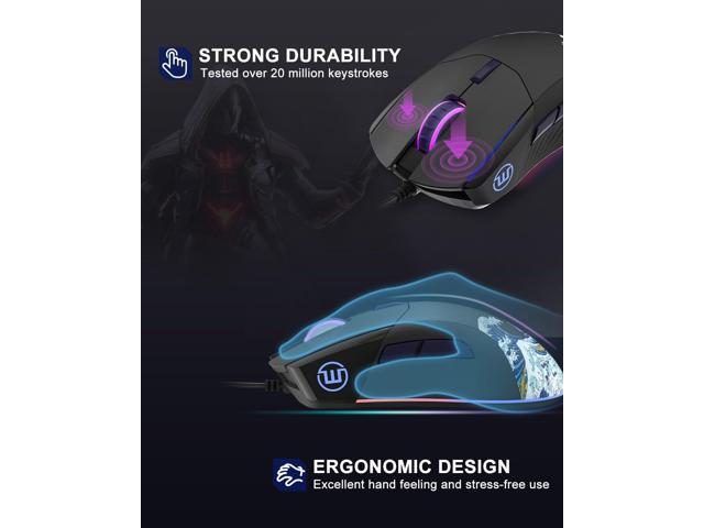 COSTOM Womier USB Wired Gaming Mouse for PC Computer Windows Mac Laptop, Lightweight Silent RGB Backlit Mouse with Adjustable 12000DPI/7...