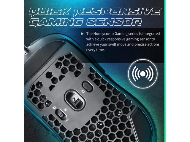 GUNMJO Gram DIY Honeycomb Shell Wired RGB Gaming Mouse, PC Gaming Mouse with 9 Buttons and Up to 10,000 DPI, Computer Mice for PC Gaming, Black Color